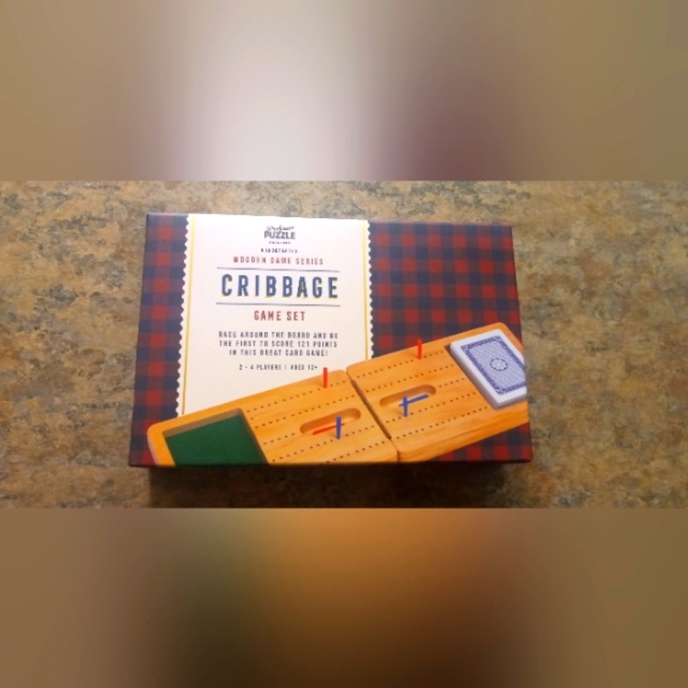 Cribbage Game Set - Red Plaid Box - Brand: new